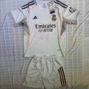 🤠Kylian Mbappe #10 Kids Real Madrid White Jersey Soccer Short sets😁